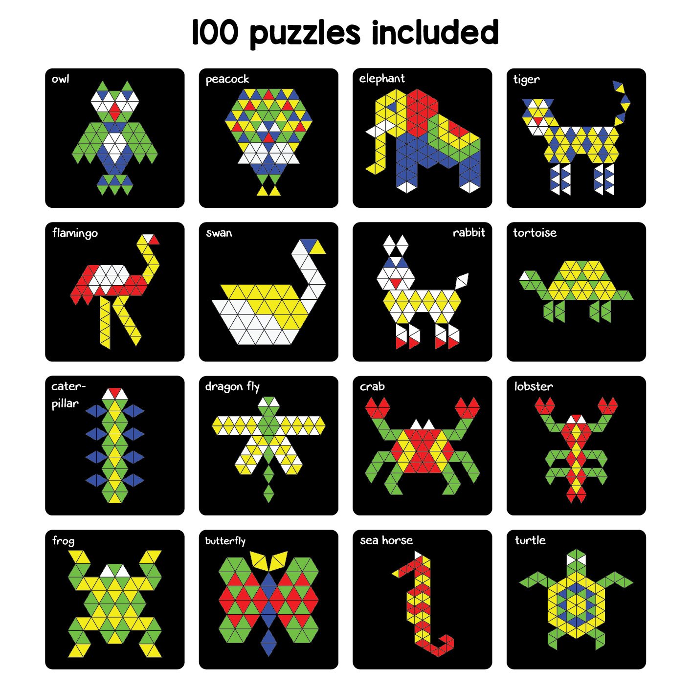 Play Panda Magnetic Puzzles – Triangles Edition | 100 Puzzle Cards & 250 Magnetic Pieces