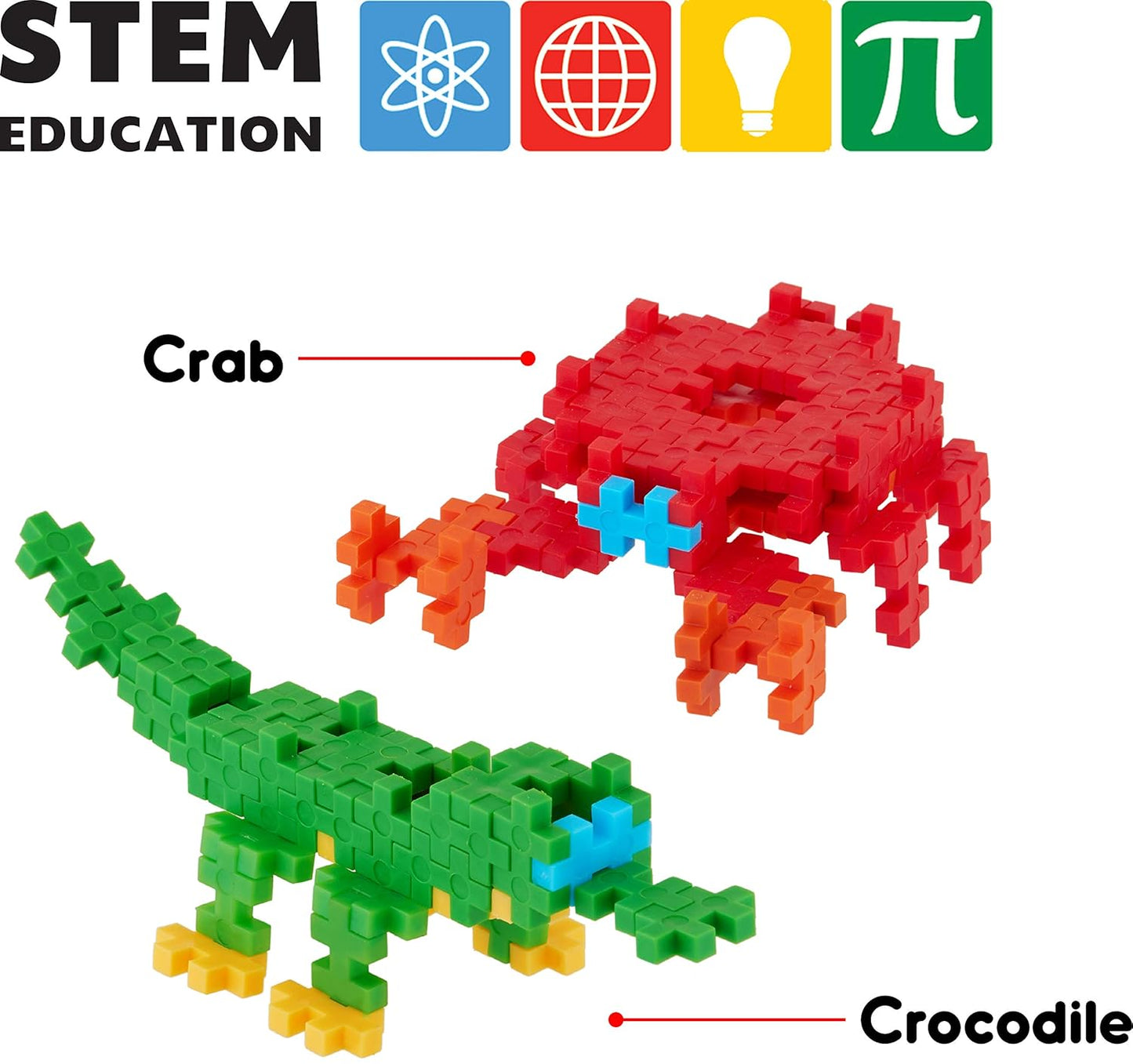 Play Panda Fixi Bricks - Build Your Own 3D Crab & Crocodile | 120+ Pieces STEM Construction Set for Kids (Ages 6–99)