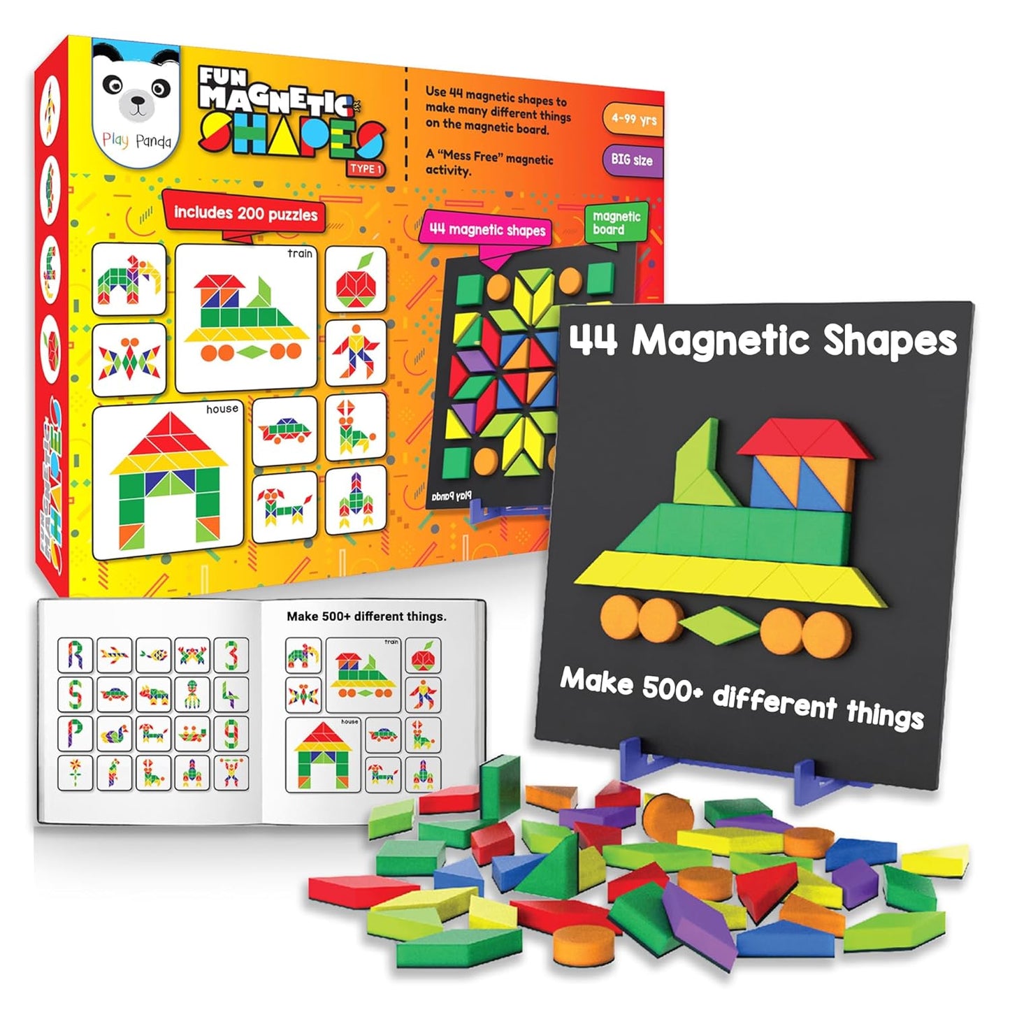 Fun Magnetic Shapes Puzzle – 44 Shapes & 200 Puzzle Designs (Ages 5+)
