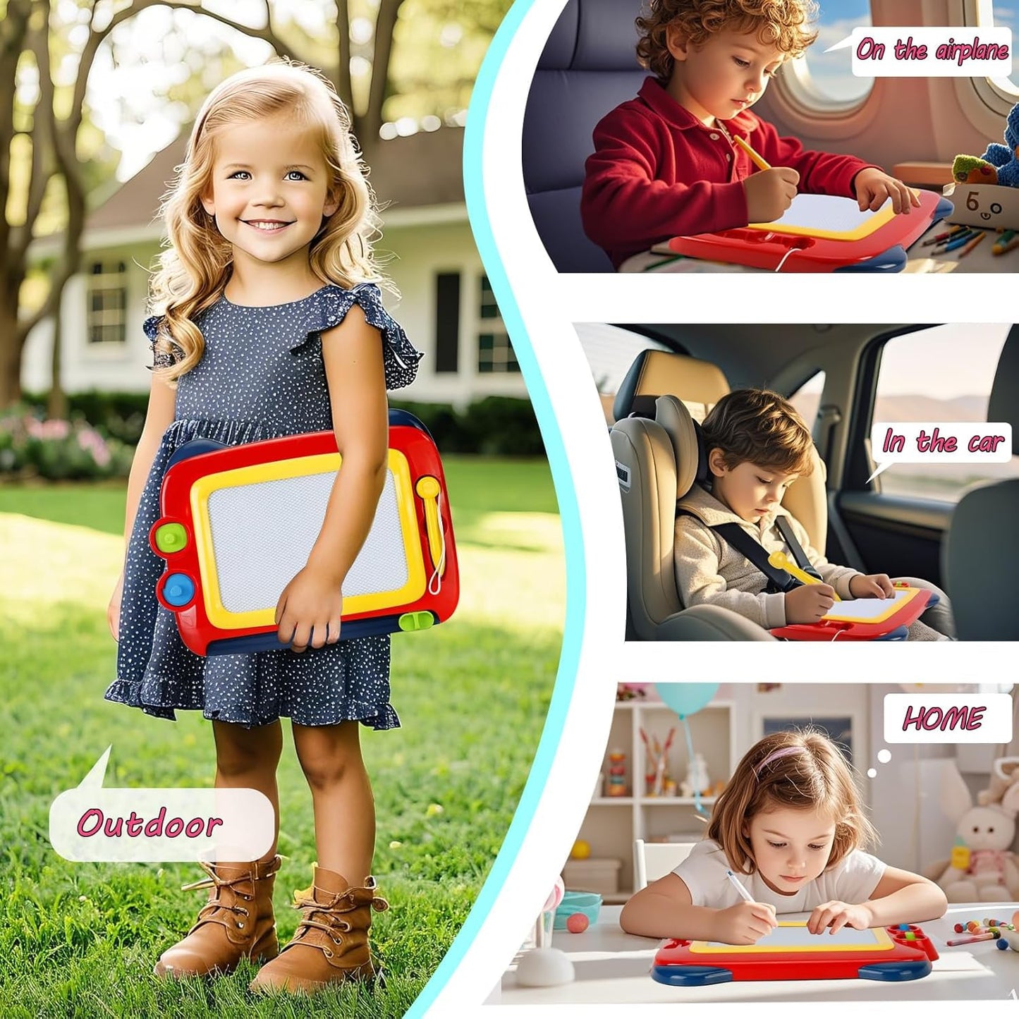 Color Doodle Magnetic Drawing Board for Kids β Mess-Free Educational Art Toy with Color Zones, Stamps & Pen β Fun Creative Gift for Toddlers (Ages 3+)