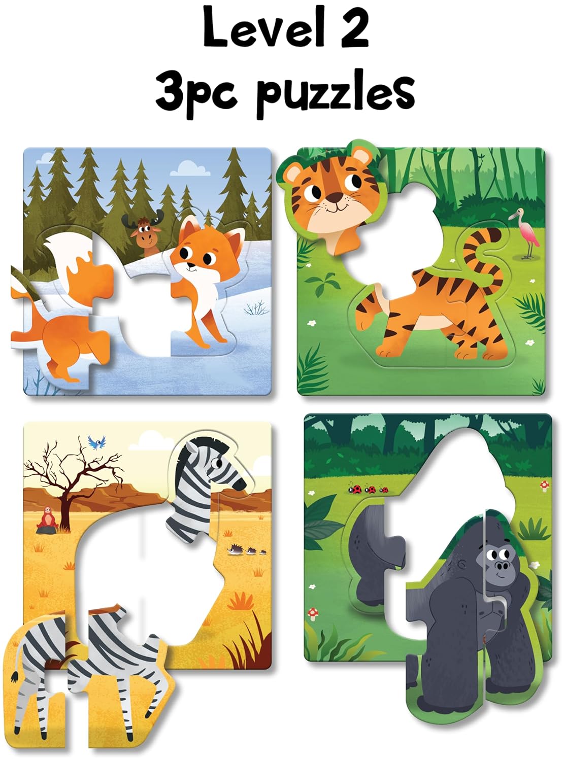 12-in-a-Box Jungle Animal Puzzle Set – 48 Pieces for Kids Ages 3+