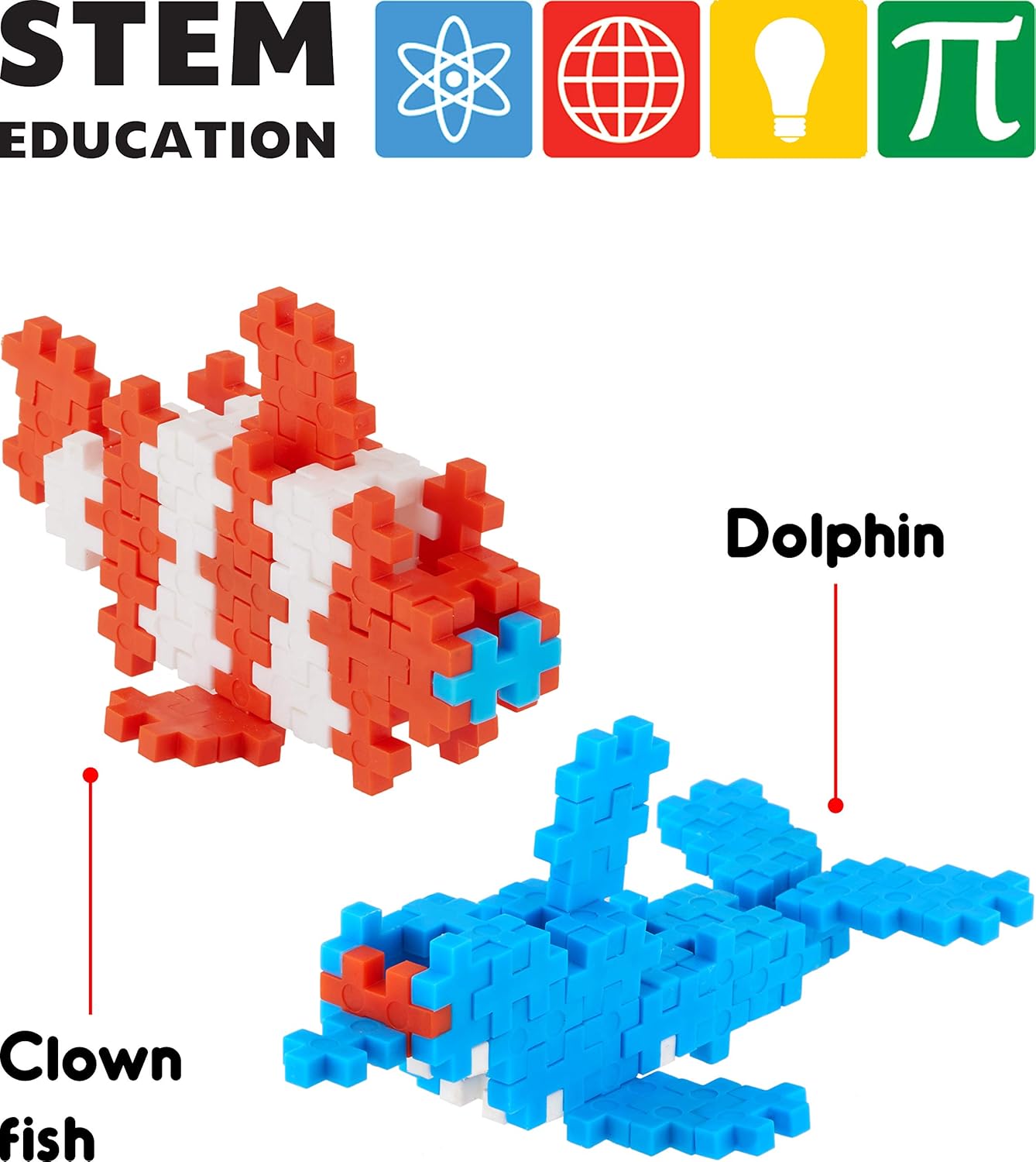 Play Panda Fixi Bricks – Clown Fish & Dolphin | 3D Construction Toy (120+ pcs)