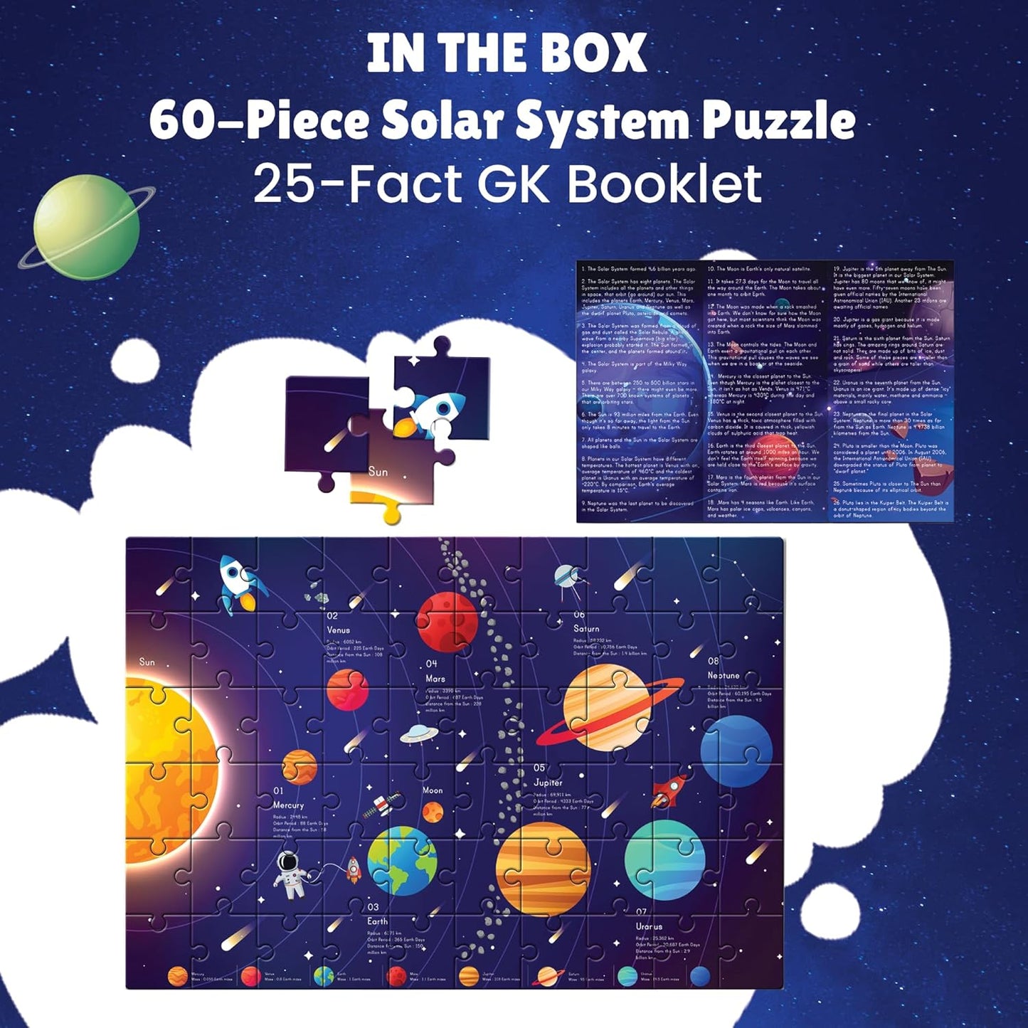 Solar System Puzzle – 108 Pieces with 50 Fun Space Facts (Ages 6+)