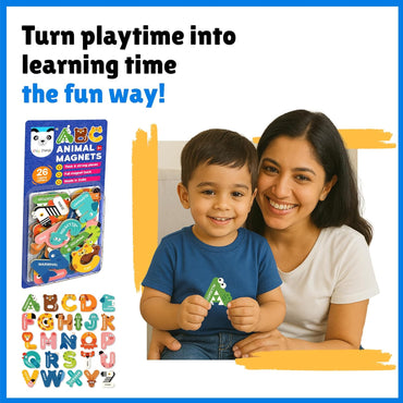 Play Panda ABC Animal Magnets – 26 Capital Letters with Cute Animal Characters | Educational Magnetic Toy for Kids 3+