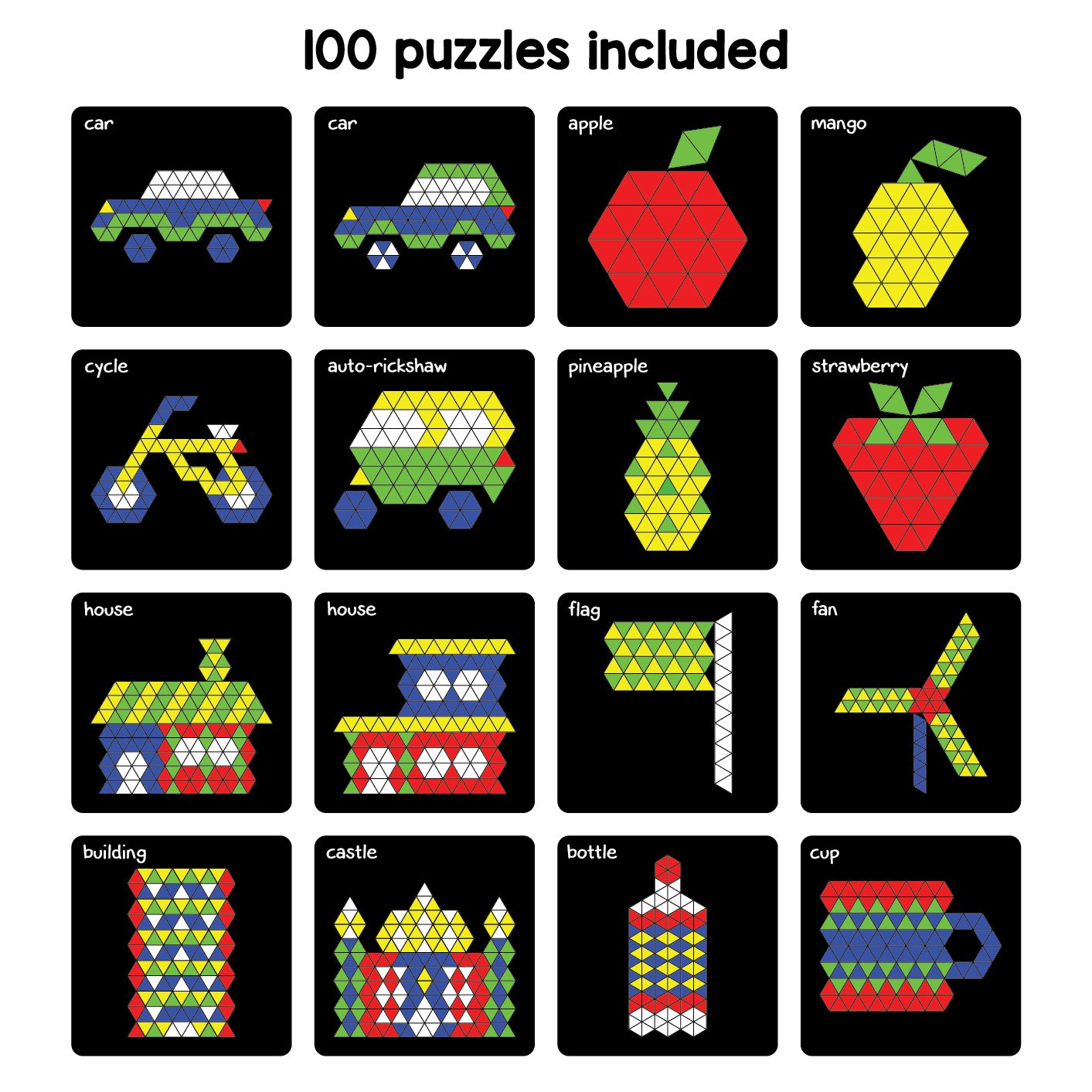 Play Panda Magnetic Puzzles – Triangles Edition | 100 Puzzle Cards & 250 Magnetic Pieces