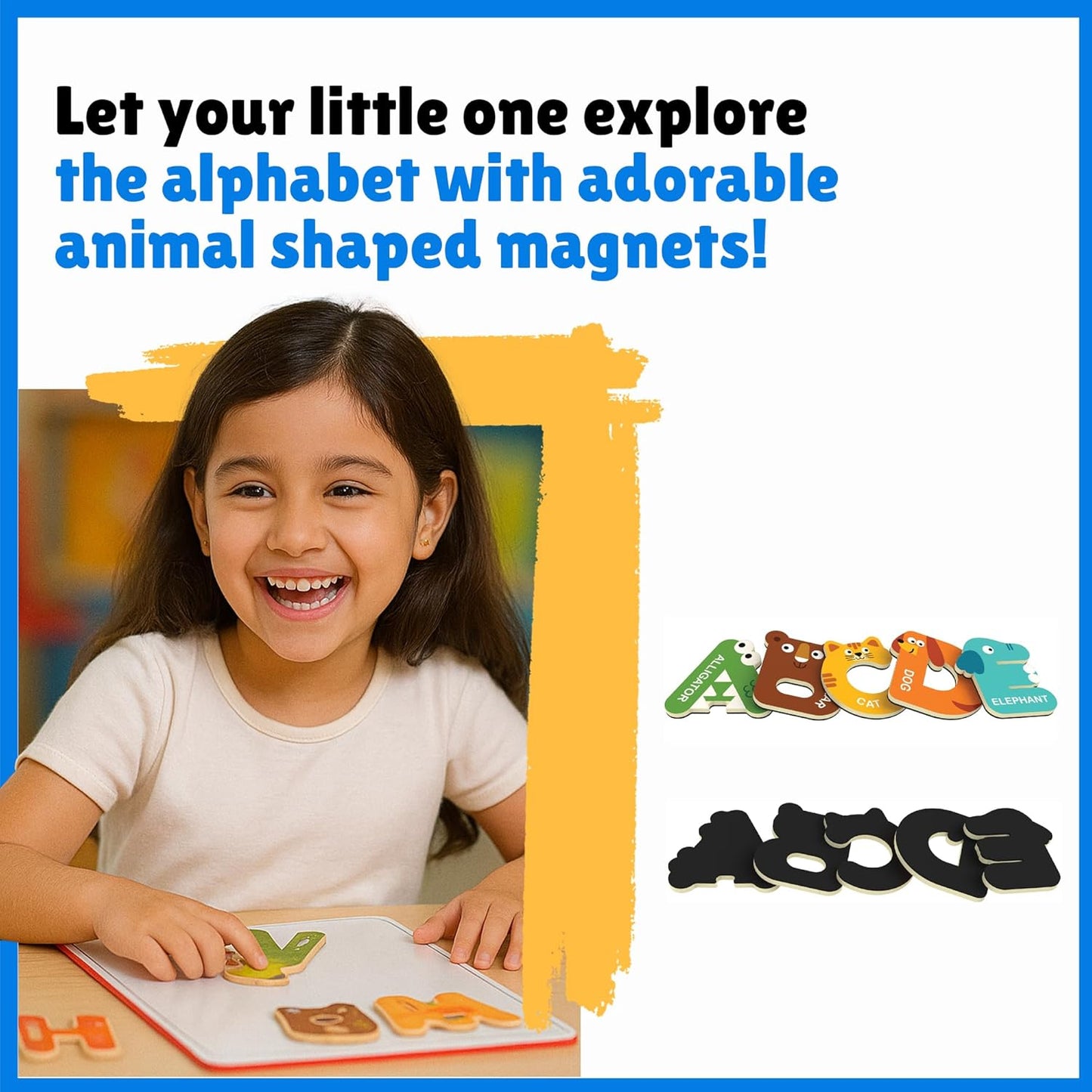 Play Panda ABC Animal Magnets – 26 Capital Letters with Cute Animal Characters | Educational Magnetic Toy for Kids 3+