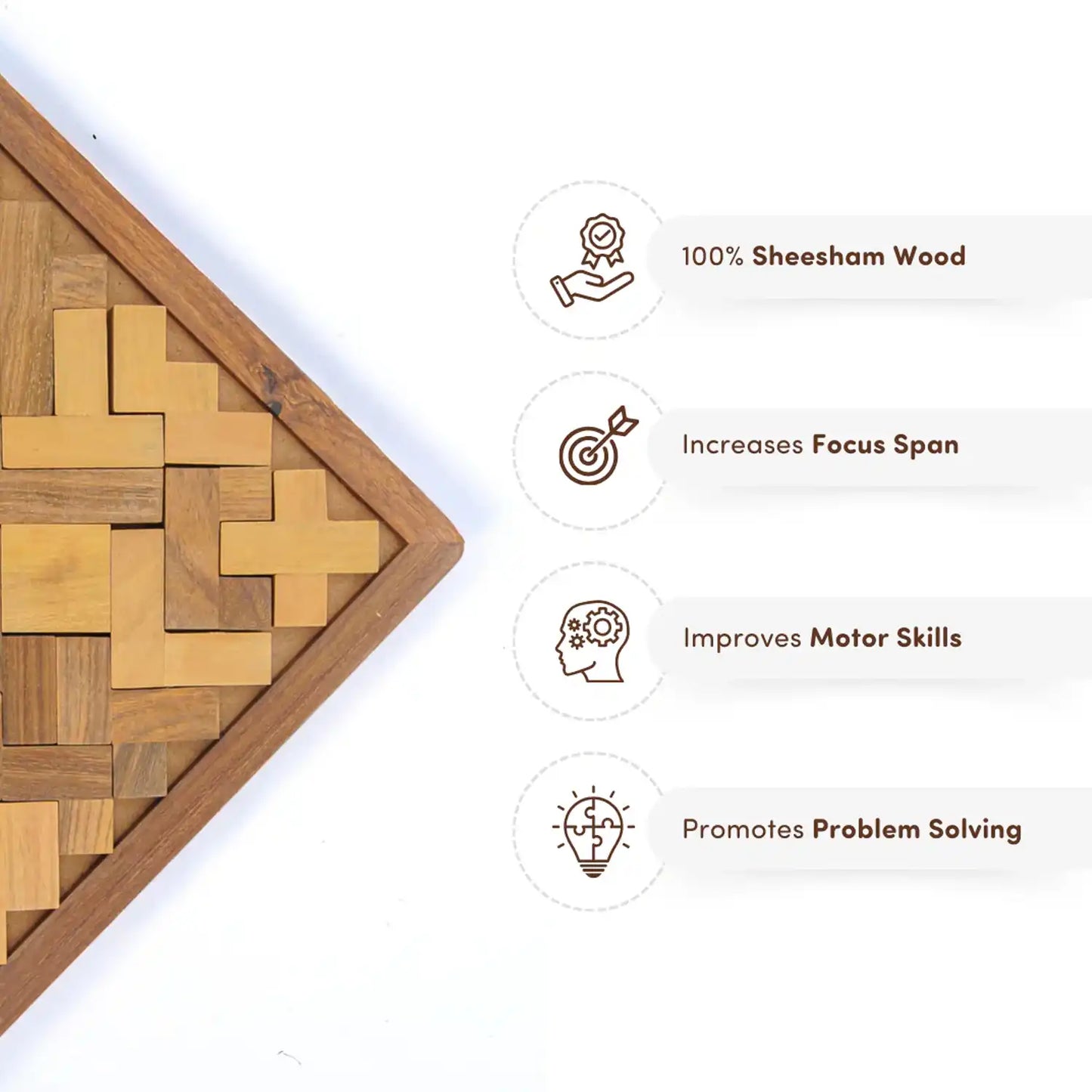 Triangle Pentomino (Tetris) Puzzle | Classic Wooden Brain Teaser for Kids 6+ Year | Develop Problem-Solving Skills