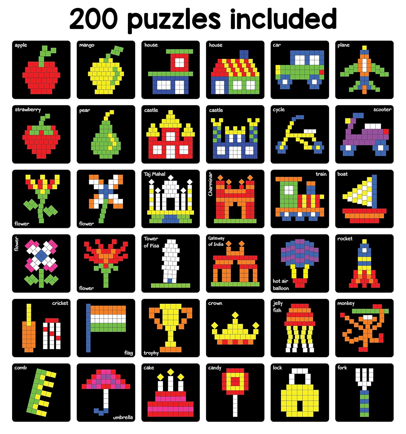 Magnetic Puzzle Squares Kit – 400 Colorful Magnets + 200 Design Challenges (Ages 5–99)