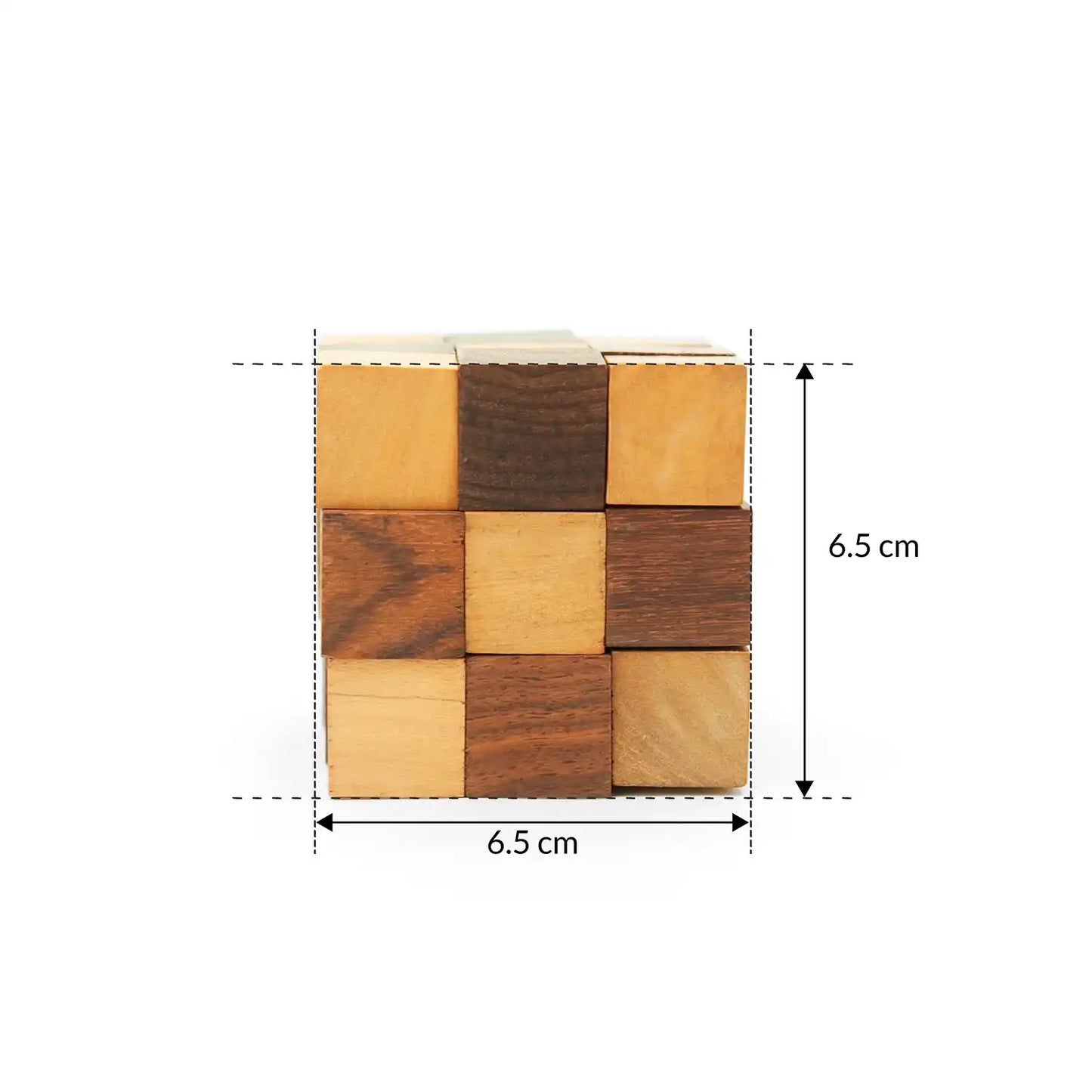 Snake Cube Puzzle 2.5" | 3X3 Wooden Wooden Brain Teaser Game for Kids 6+ Years | Develop Problem-Solving Skills