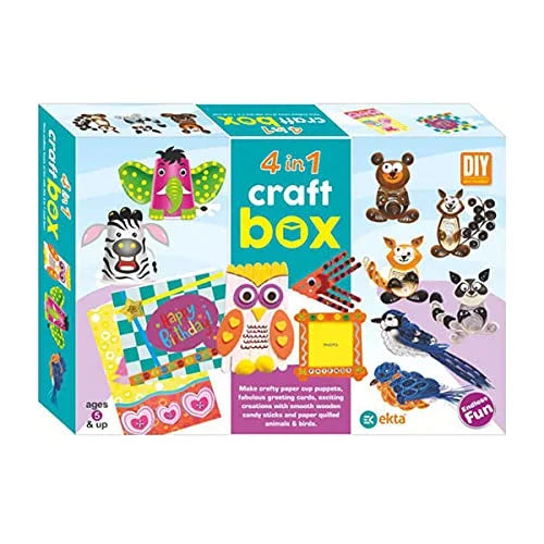 4-in-1 DIY Craft Box for Kids – Arts & Crafts Kit with Guide & Supplies