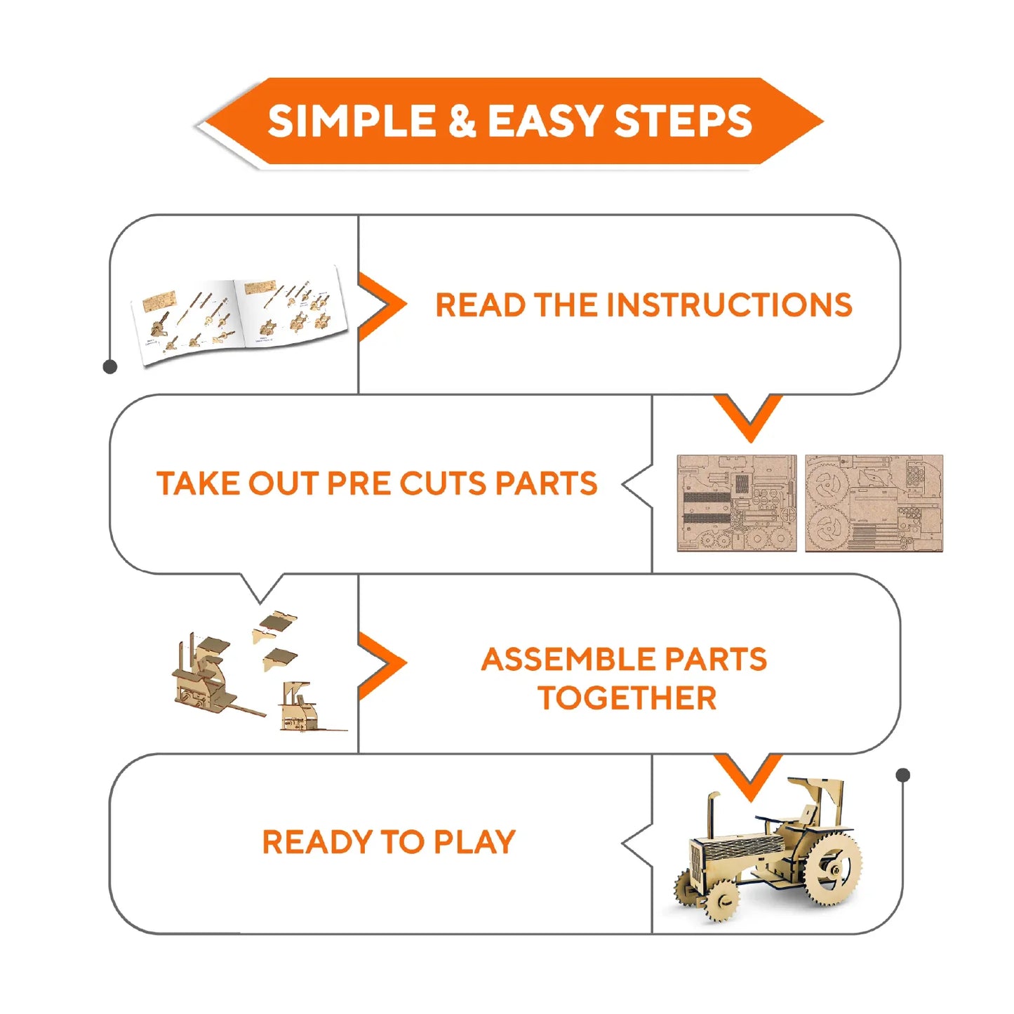 DIY Rusty the Tractor 3D wooden model kit
