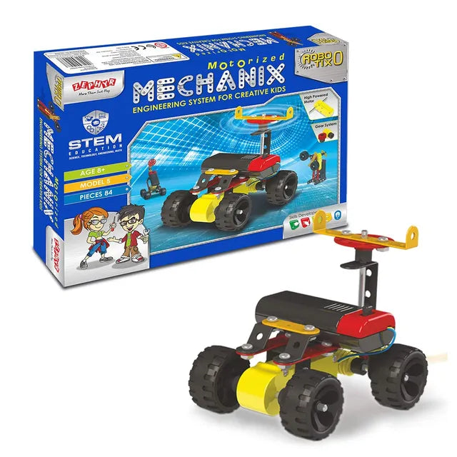 MECHANIX Robotix-0 DIY Motorized Engineering Kit – 106 Pieces | STEM Toy for Kids Age 8+