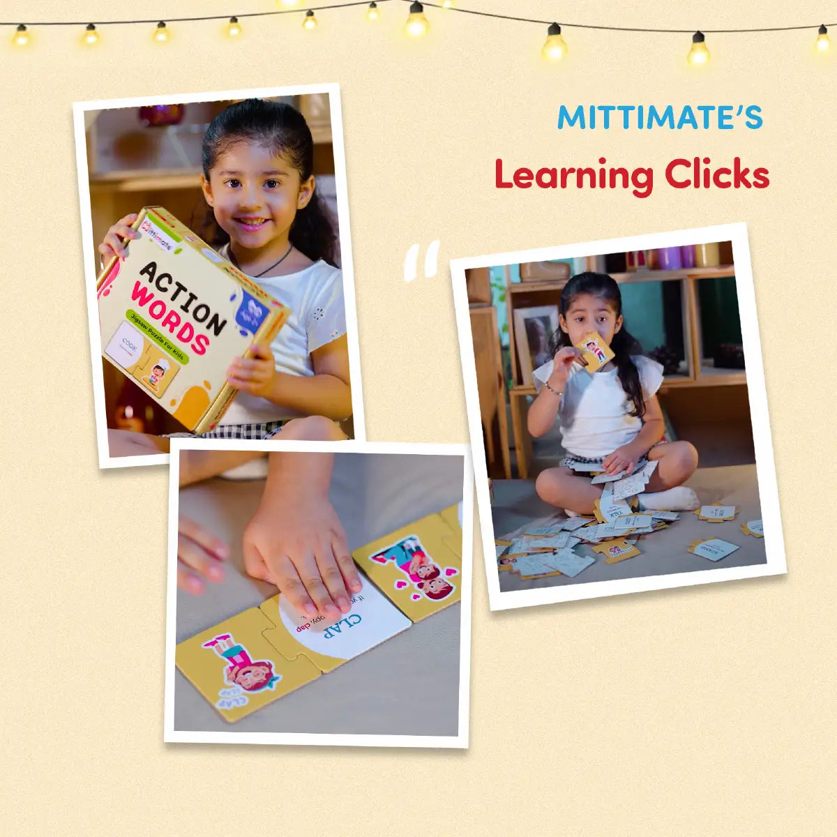 Action Word Jigsaw Puzzle for Kids | 60-Piece Educational Cardboard Puzzle for 2 to 4 Years | Perfect Gift for Children
