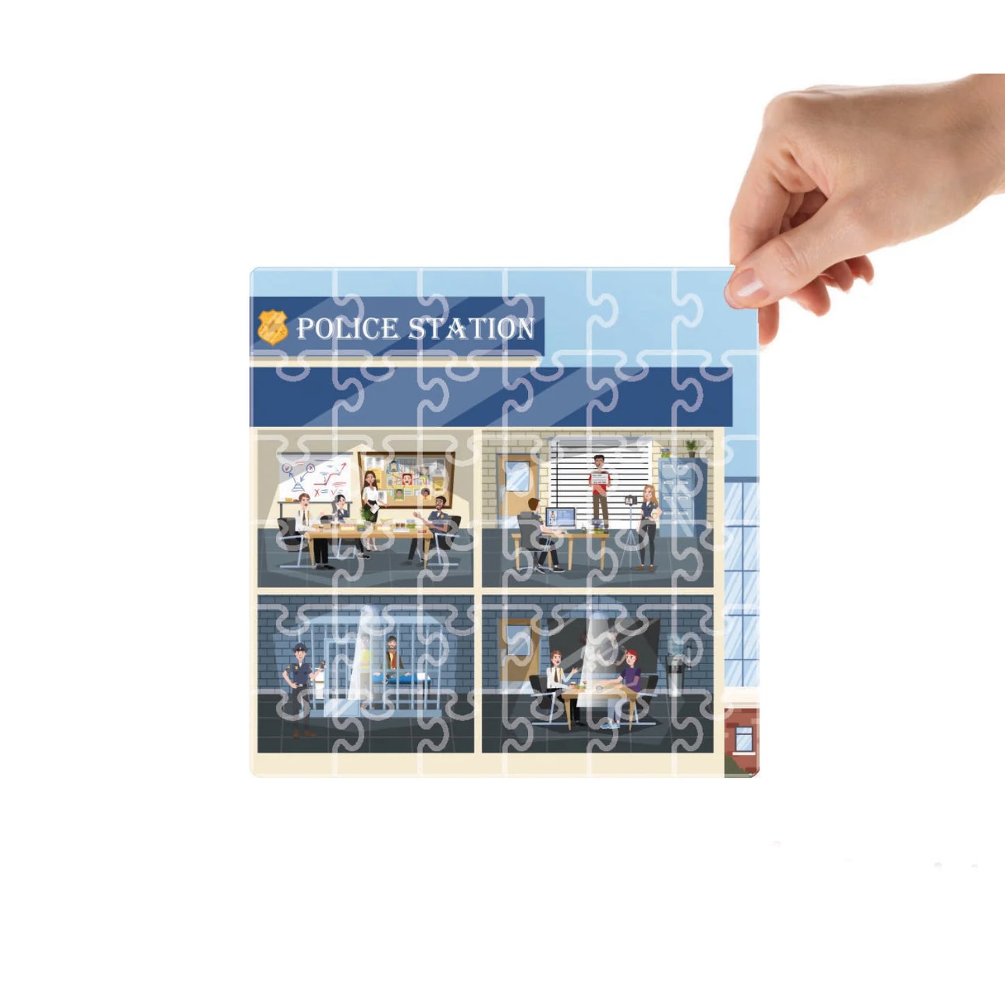 Mittimate Police Station 36-Piece Jigsaw Puzzle for Kids Ages 4–6 | Educational Puzzle Toy About Safety & Community Helpers | Ideal Birthday Gift