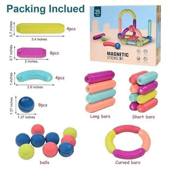 Magnetic Building Sticks & Balls Set – 25-Piece STEM Construction Toy for Kids (3+ Years)