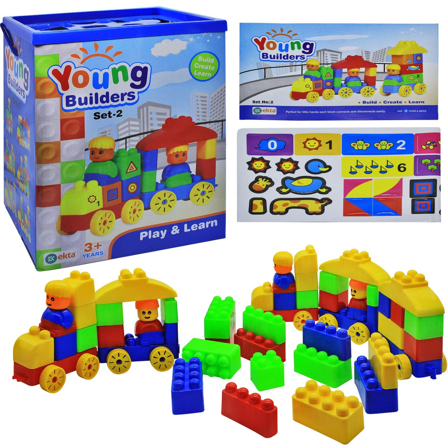 Young Builders Colorful Train Set 2 – Educational Building Blocks for Kids (3+ Years)