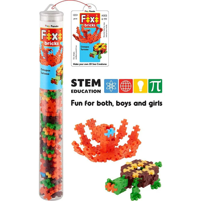 Play Panda Fixi Bricks – Build Octopus & Tortoise | STEM Learning Toy for Kids Ages 6+