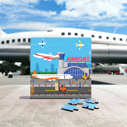 Mittimate Airport 36-Piece Jigsaw Puzzle for Kids Ages 4–6 | Fun & Educational Air Travel Puzzle Toy | Ideal Birthday Gift for Boys & Girls