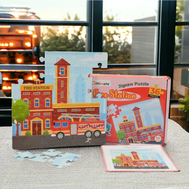 Mittimate Fire Station 36-Piece Jigsaw Puzzle for Kids Ages 4–6 | Educational Puzzle Toy About Firefighters & Safety | Fun Birthday Gift