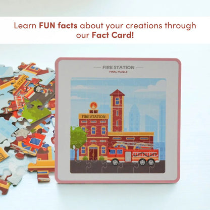 Mittimate Fire Station 36-Piece Jigsaw Puzzle for Kids Ages 4–6 | Educational Puzzle Toy About Firefighters & Safety | Fun Birthday Gift