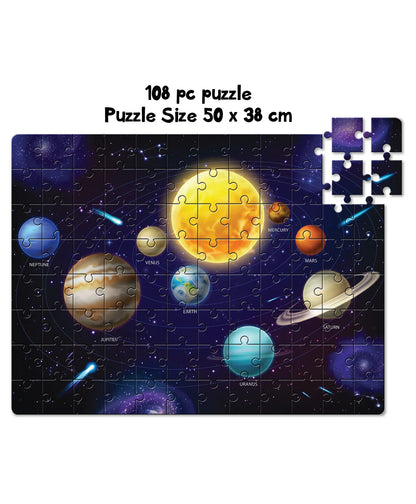 Solar System Puzzle – 108 Pieces with 50 Fun Space Facts (Ages 6+)
