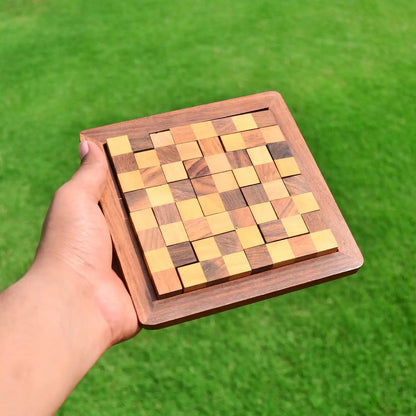 Wooden Tetris Puzzle Brain Teaser Game – Handcrafted Block Board for Kids & Adults