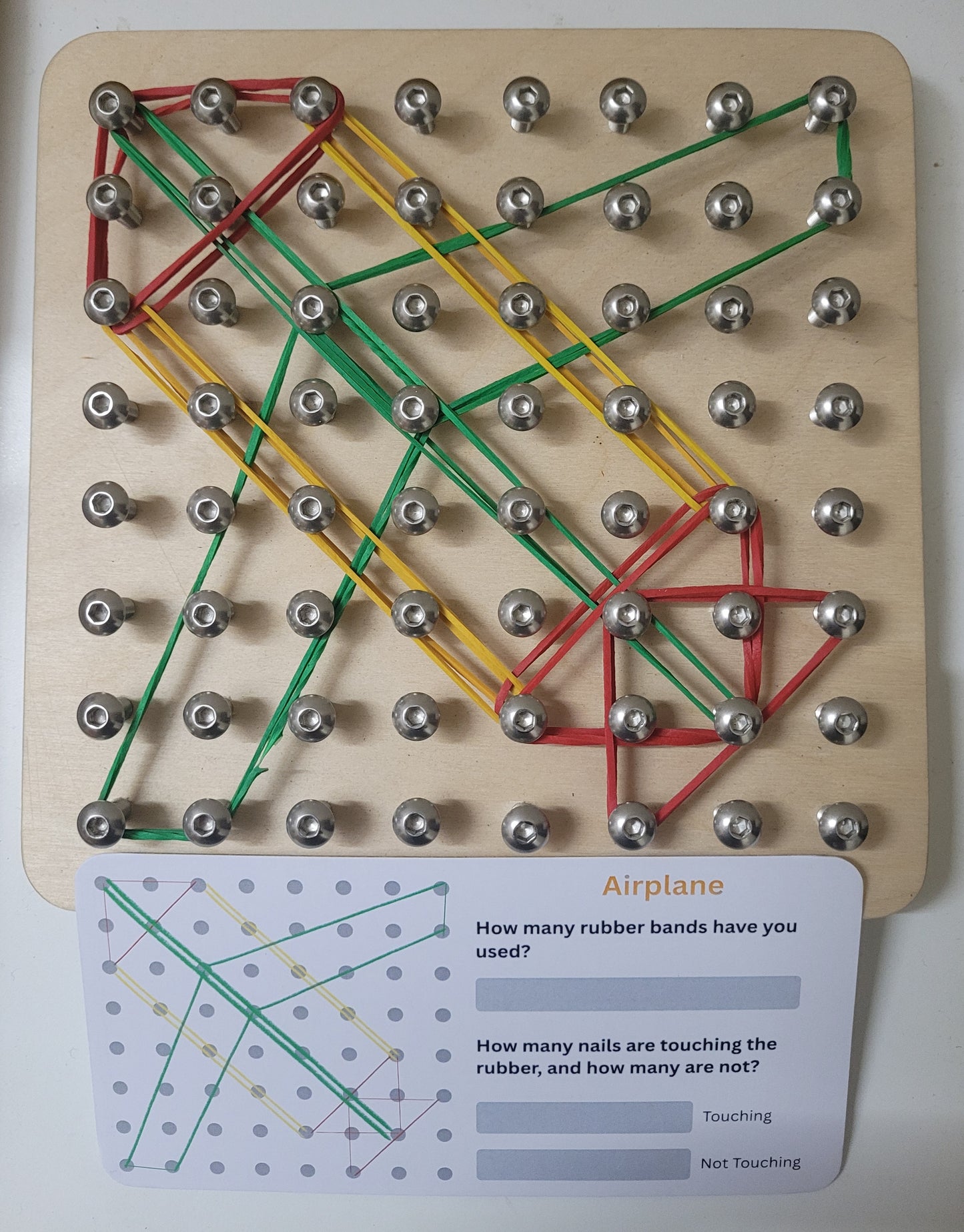 Wooden Geoboard - Hands on Math & Creativity Learning Toy for Kids