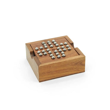 Peg Solitaire (Brainvita) & Tic Tac Toe (XO) | Wooden 2 in 1 Game for Kids 6+ Years | Classic Brain Teaser