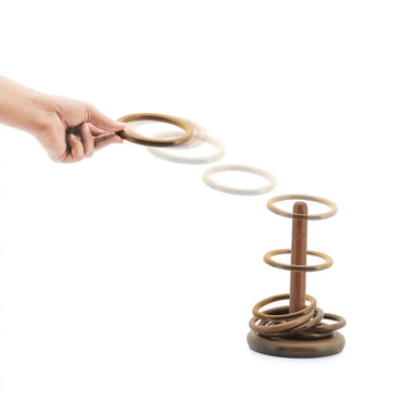 Wooden Ring Toss Game | Classic Indoor & Outdoor Skill Toy for Kids & Adults | Handcrafted Wooden Play Set