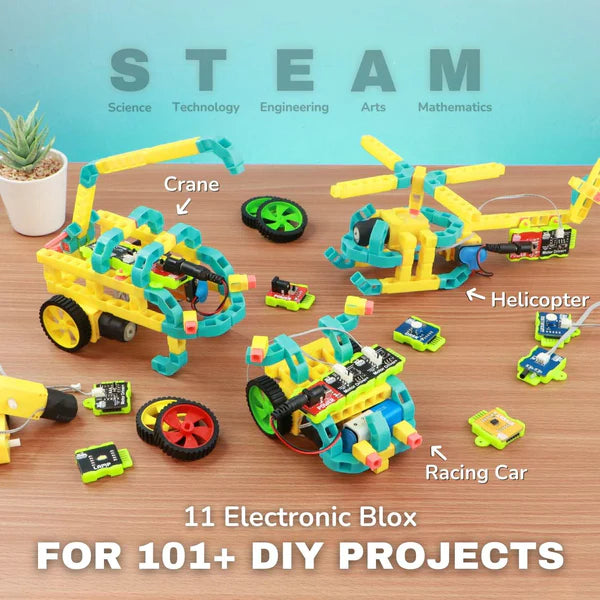 WitBlox DIY Robotics Science Kits 101+ Plus projects, 8 Years+ Kids, Interlocking Bricks Modular Electronic sensor and Circuits to create Logic 2 Free Live Classes Educational Gift Toys Boys and Girls