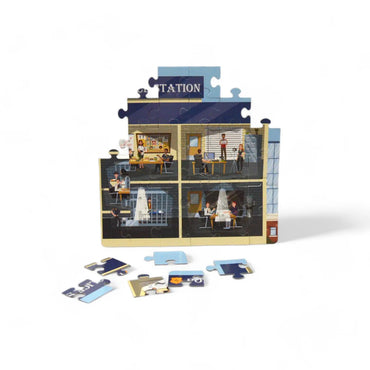 Mittimate Police Station 36-Piece Jigsaw Puzzle for Kids Ages 4–6 | Educational Puzzle Toy About Safety & Community Helpers | Ideal Birthday Gift