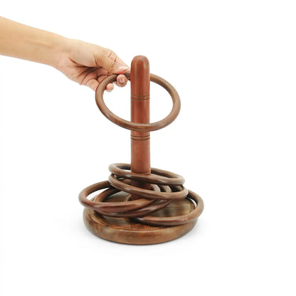 Wooden Ring Toss Game | Classic Indoor & Outdoor Skill Toy for Kids & Adults | Handcrafted Wooden Play Set