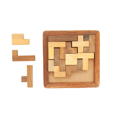 Wooden Brain Teaser Puzzle – Classic Tangram for Kids & Adults