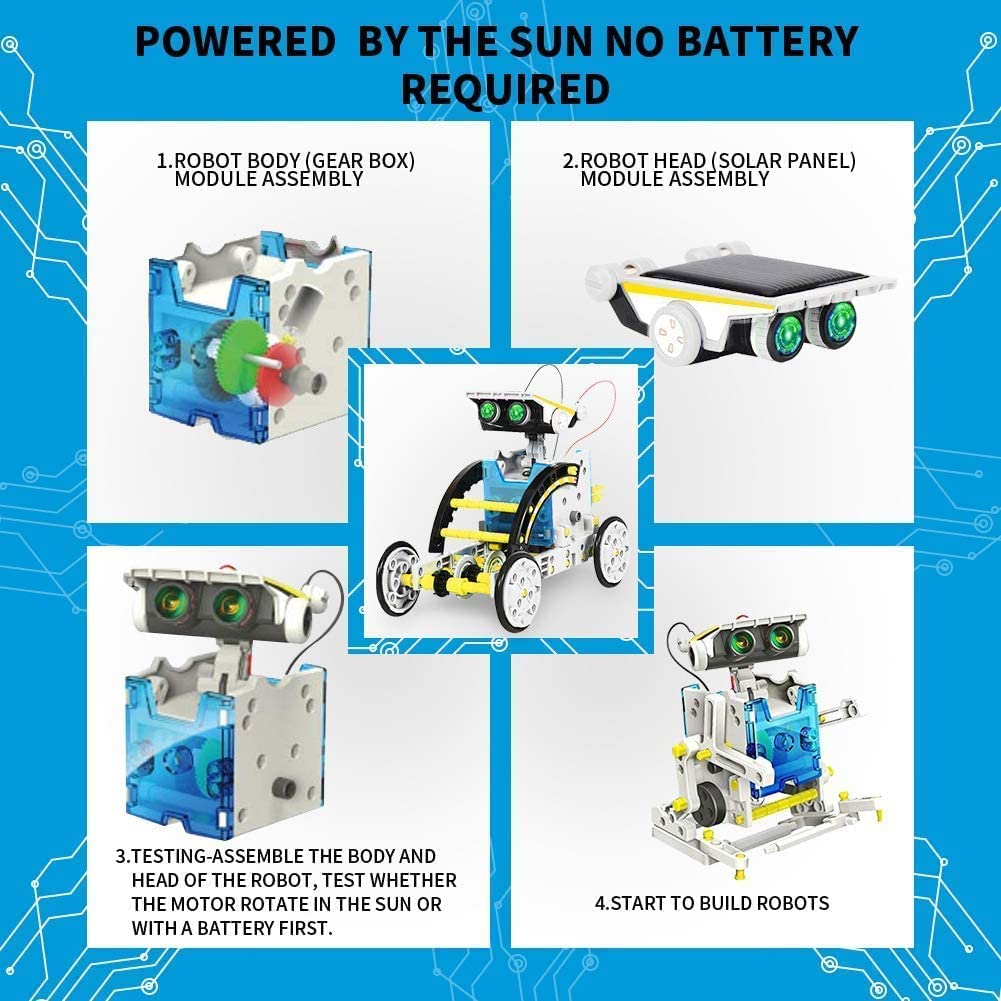14-in-1 Educational Solar Robot DIY Kit – Build 14 Solar-Powered Robots | STEM Toy for Kids Age 8+