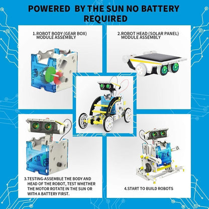14-in-1 Educational Solar Robot DIY Kit – Build 14 Solar-Powered Robots | STEM Toy for Kids Age 8+