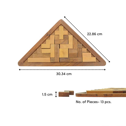 Triangle Pentomino (Tetris) Puzzle | Classic Wooden Brain Teaser for Kids 6+ Year | Develop Problem-Solving Skills