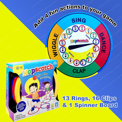 Hopscotch Ring Game Set for Kids – Customizable Active Play with Spinner Board – Indoor & Outdoor Fun for Ages 4+