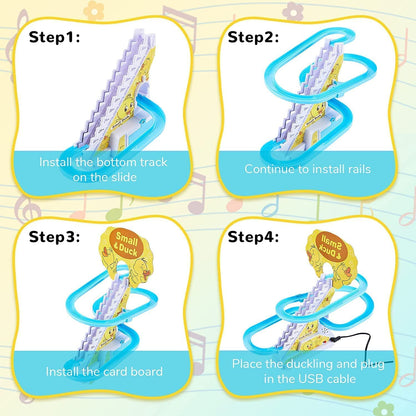 Small Duck Climbing Slide Toy with Music & Lights