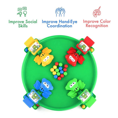 Hungry Frog Feeding Frenzy Game – Fast-Paced Action Toy for Kids – 4-Player Family Board Game with Colorful Balls & Jumping Frogs
