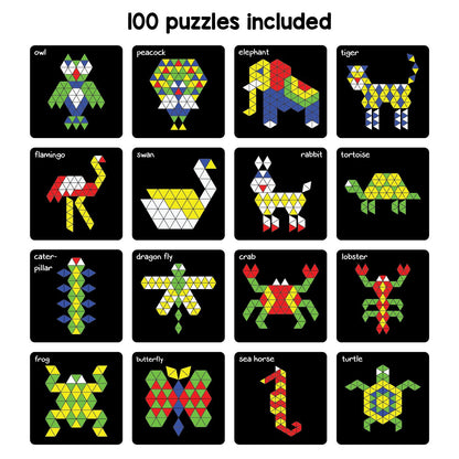 Play Panda Magnetic Puzzles – Triangles Edition | 100 Puzzle Cards & 250 Magnetic Pieces
