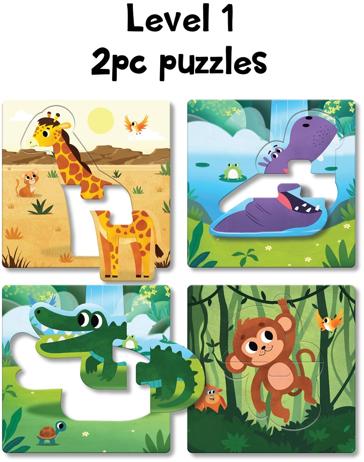 12-in-a-Box Jungle Animal Puzzle Set – 48 Pieces for Kids Ages 3+