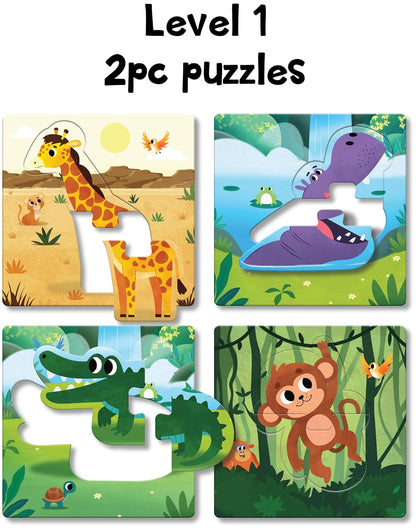 12-in-a-Box Jungle Animal Puzzle Set – 48 Pieces for Kids Ages 3+