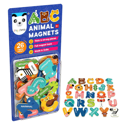Play Panda ABC Animal Magnets – 26 Capital Letters with Cute Animal Characters | Educational Magnetic Toy for Kids 3+