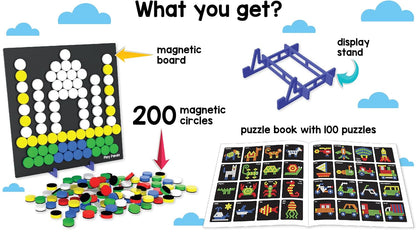 Magnetic Puzzles Circles – 200 Magnets & 100 Puzzle Designs (Ages 5+)