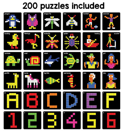 Magnetic Puzzle Squares Kit – 400 Colorful Magnets + 200 Design Challenges (Ages 5–99)