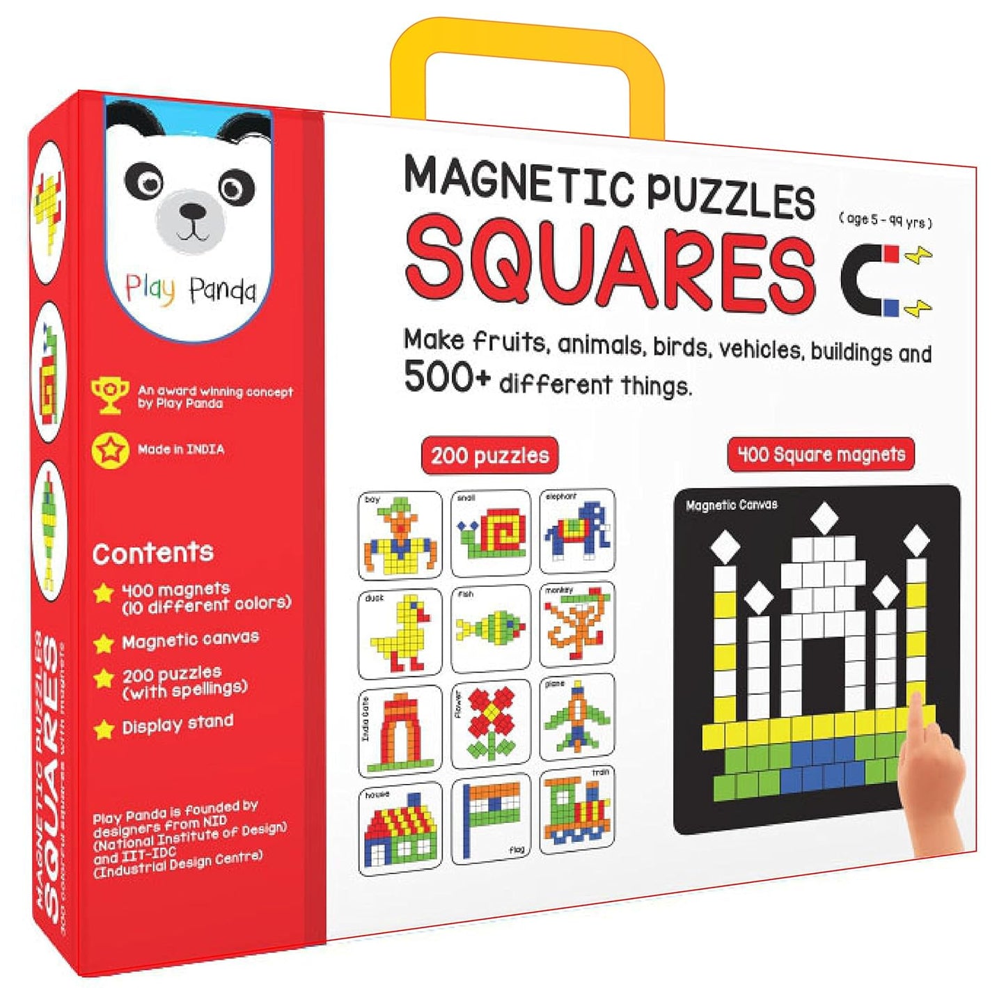 Magnetic Puzzle Squares Kit – 400 Colorful Magnets + 200 Design Challenges (Ages 5–99)