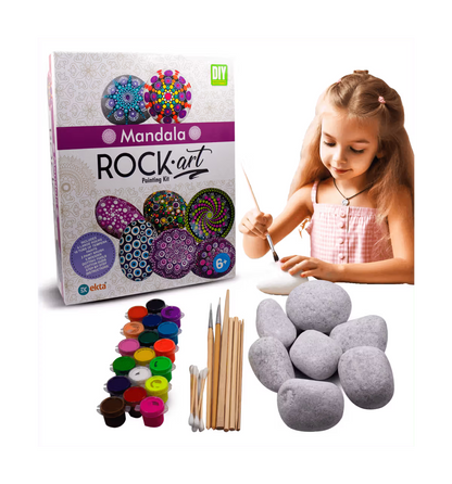 Mandala Rock Art Painting Kit – DIY Dot Painting Set for Kids (Age 6+)