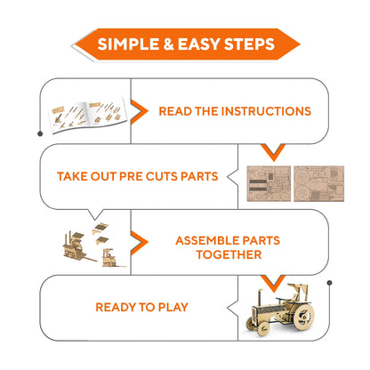 DIY Rusty the Tractor 3D wooden model kit
