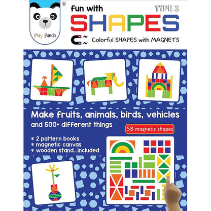 Play Panda Fun with Shapes – Magnetic Puzzle Kit (Type 2) Over 500 Designs | 58 Magnetic Shapes | Creative Learning Toy