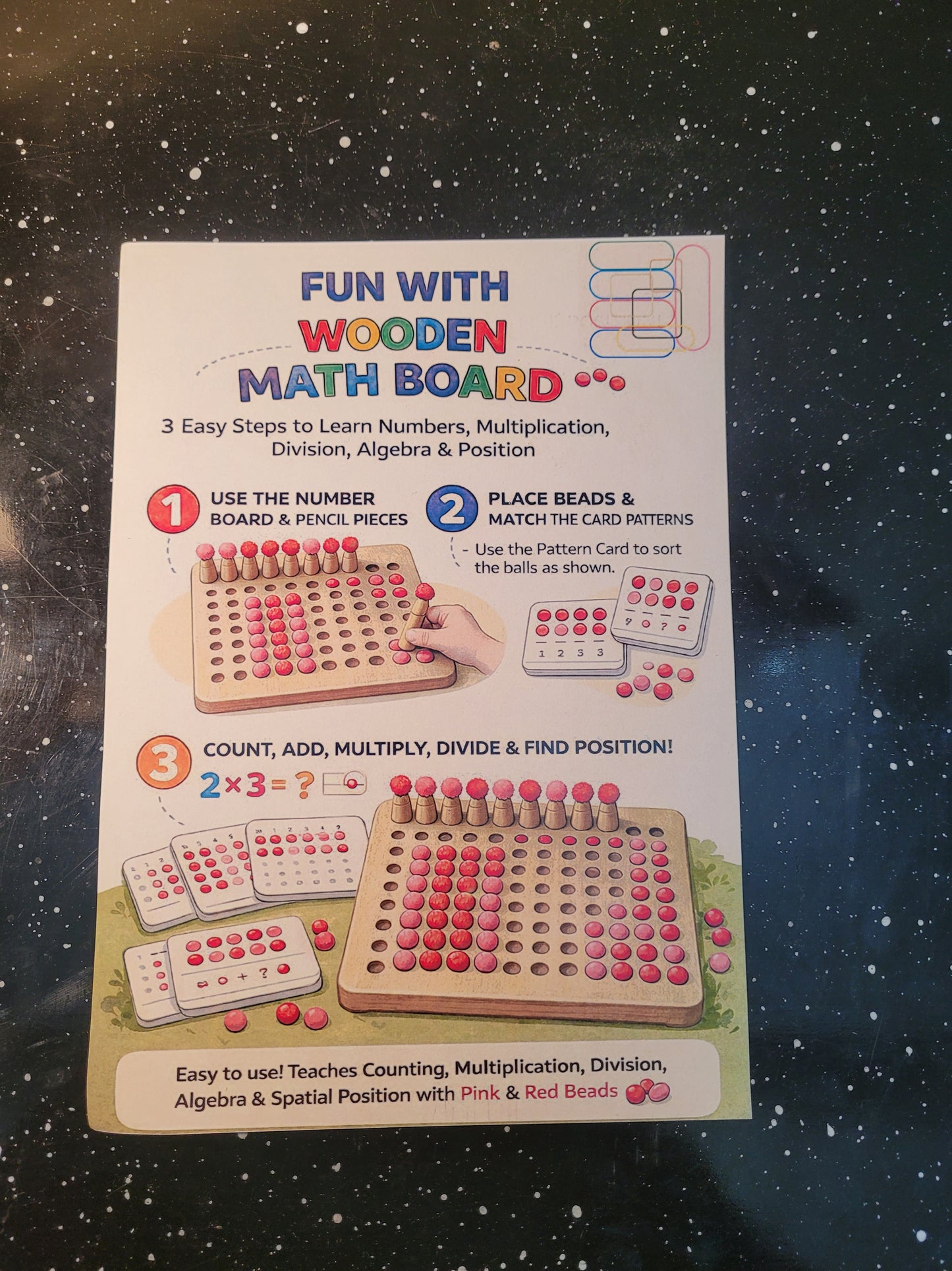 Wooden Math Board for kids aged 6+